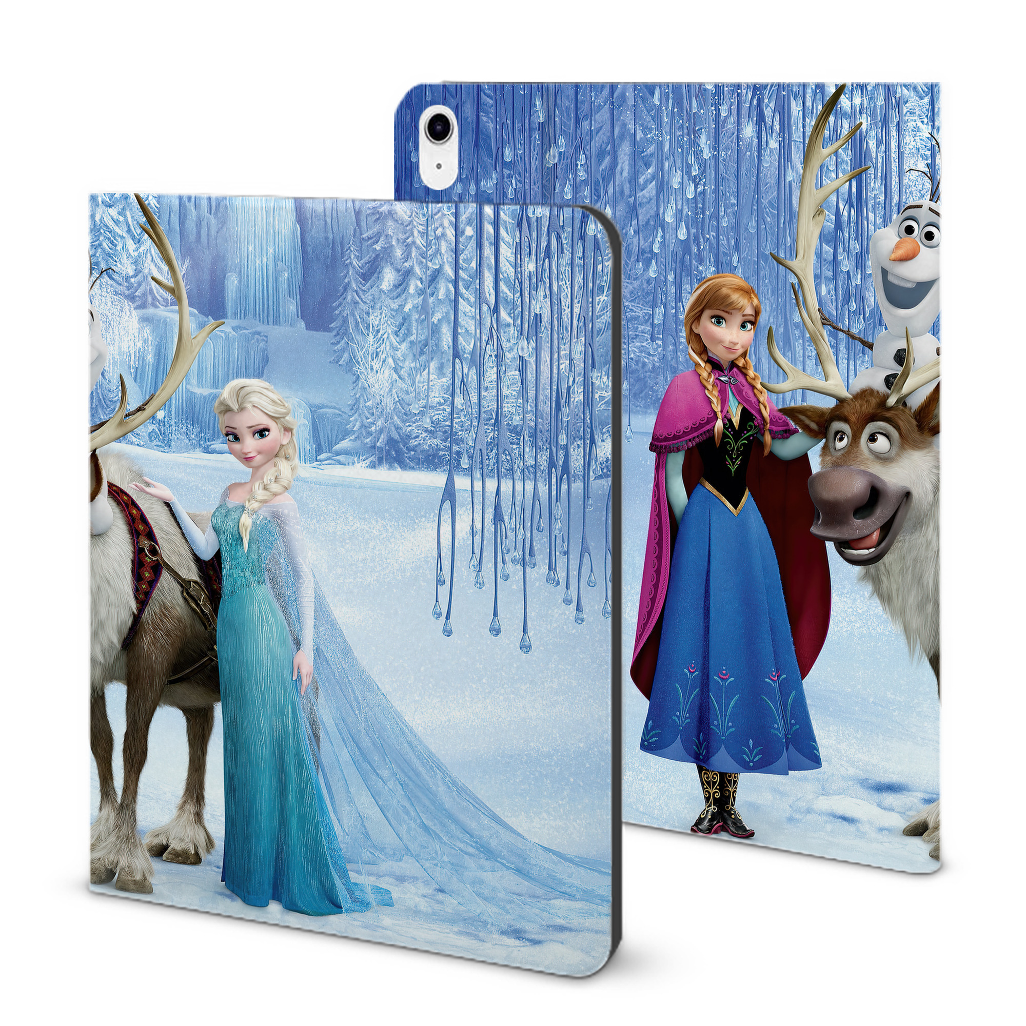 （画像用） アナと雪の女王 アンナ エルサ Frozen Anna Elsa IPad ケース ブック型 PUレザー TPU 耐衝撃 軽量 薄型 ペン収納なし 全面保護 IPad 各モデル対応